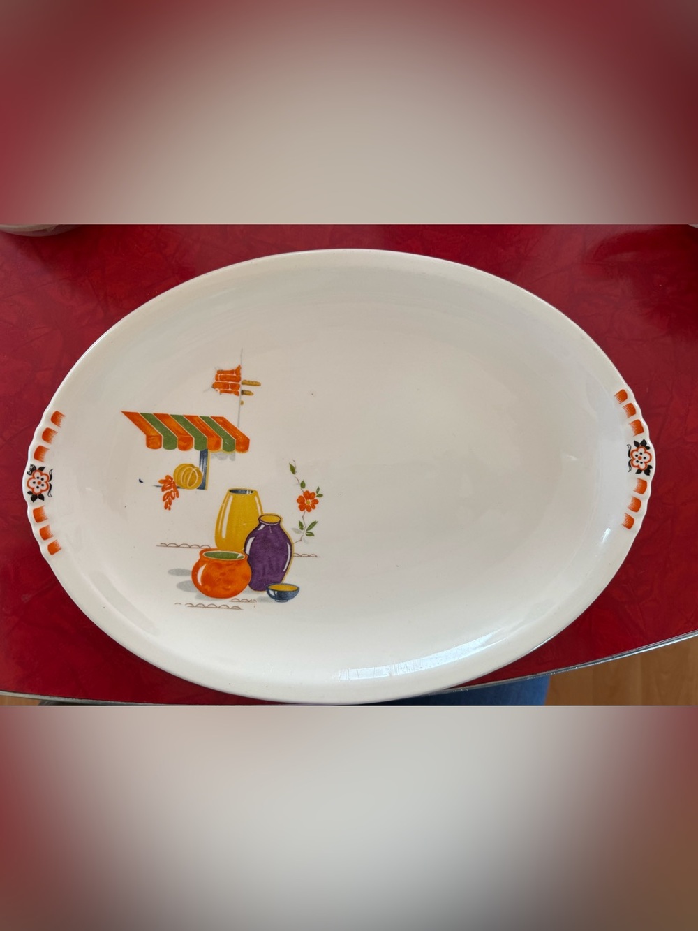 Vintage Paden City Pottery Mexicana Oval Serving Platter 1940s